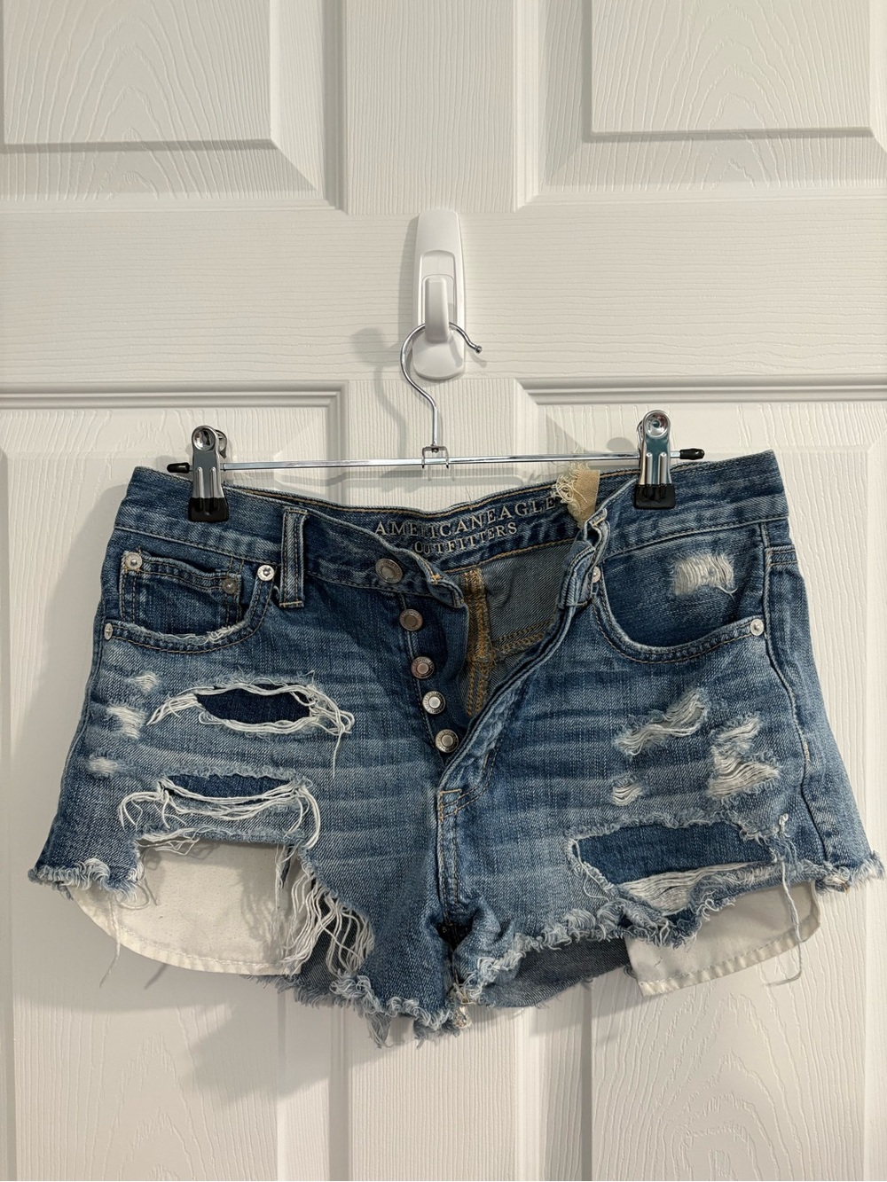 American Eagle Outfitters Ripped Blue Denim Shorts